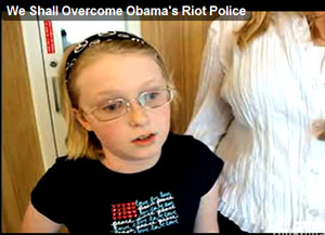 10 year-old Amy and her mother spoke with me yesterday after the tea party rally in Quincy, Illinois. The poor child was saddened and confused after the Obama SWAT Team came marching into the rally. Her mother is near tears as she recalls the event.