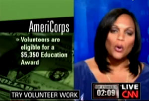 Burdened under a mountain of student debt? CNN has the answer - dedicate ten or so of your prime years to social work. Better yet, join the AmeriCorps. 