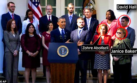"Just three of the 13 Americans standing behind Obama in Monday's Rose Garden Obamacare photo-op have actually signed up." - DailyMail, October 22, 2013  
