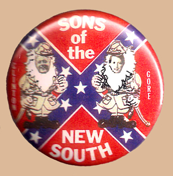 "This button portraying Clinton and Gore in the gray uniforms of the Confederacy was on eBay." - Washington Post, June 21, 2015  