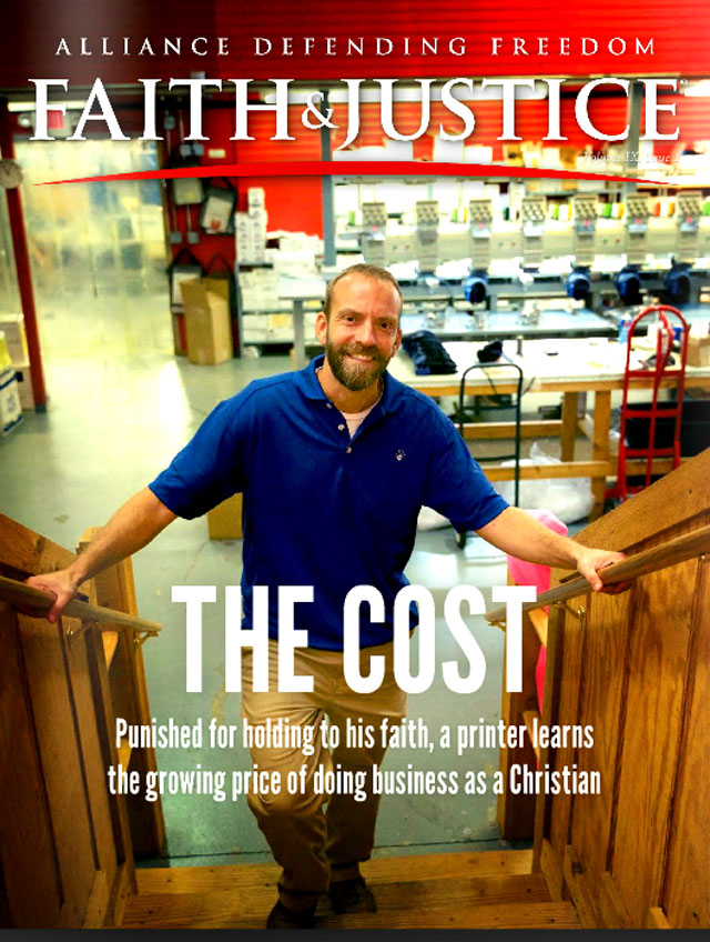 "Punished for holding to his faith, a printer learns the growing price of doing business as a Christian." - Faith & Justice, Volume IX, Issue 1