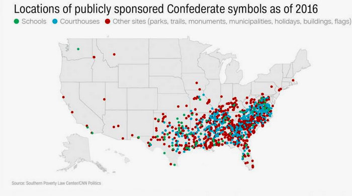 SPLC Warns of 'Turmoil and Bloodshed' With New Map Identifying Confederate Monuments, Cities, MIDDLE SCHOOLS - PJMedia 