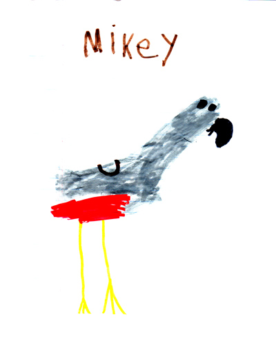 Drawing of Mickey by neighbor's pre-school child.  