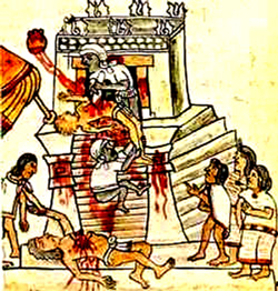 Though the human sacrifice is the most talked about, there were actually many types of sacrifices. The people believed that they owed a blood-debt to the gods (see Aztec religion for more on Aztec sacrifice). They wanted to avert disaster by paying the endless debt. So blood was a common theme - the sacrifice that the gods required. So, animals would be sacrificed, as well as humans. Also, there was ritual blood-letting, where people would cut themselves to offer their blood to the gods.  
