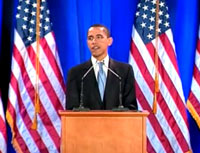 Obama's March 18th Speech in Philadelphia to explain his staying in a church where the pastor was involved in words of hate.  He has said  he was not in the congregation when these words were spoken, yet in this speech admits he was (see highlight.) 