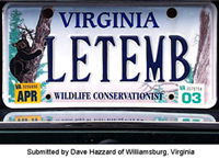 Conservation, Environment, the Planet, Wildlife & Photography-related License Plates!     