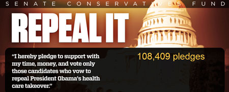 After months of backroom deals, political payoffs, and strong-arm tactics, President Obama and the Democrats forced an unpopular health care takeover through the United States Congress. Americans lost this battle with their elected leaders in Washington but the war is not over! If we're willing to the fight to save freedom, we can settle the score in November by electing true conservatives who will repeal this unconstitutional and dangerous bill. The simple truth is the bill cannot be fixed. It must be repealed.  