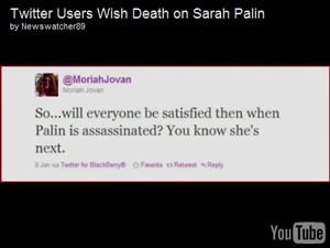 Progressive Twitter members follow New York Time's lead and wish Sarah Palin harm. 